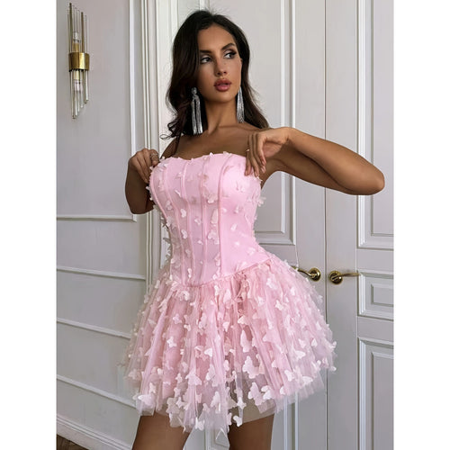 Damen aufregendes Ballkleid mit Spitze und Volant EB