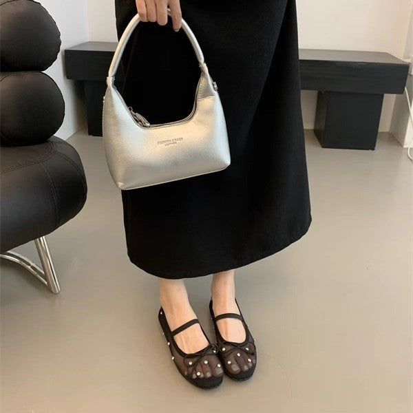 Damen Ballerinas mit zartem Schleifen-Design und Perlverzierung EB