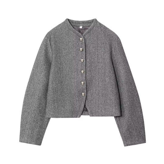 Damen elegante kurz geschnittene Jacke mit dekorativen Knopfdetails EB