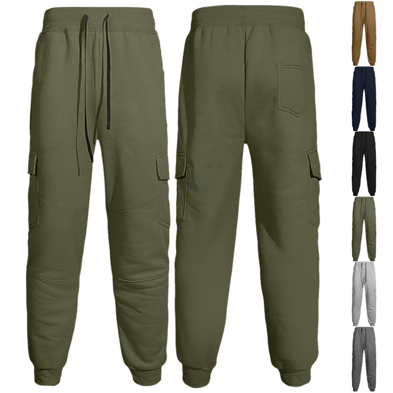Herren nan sportive Jogginghose mit Cargotaschen Kordelzug und geripptem Knöchelsaum EB