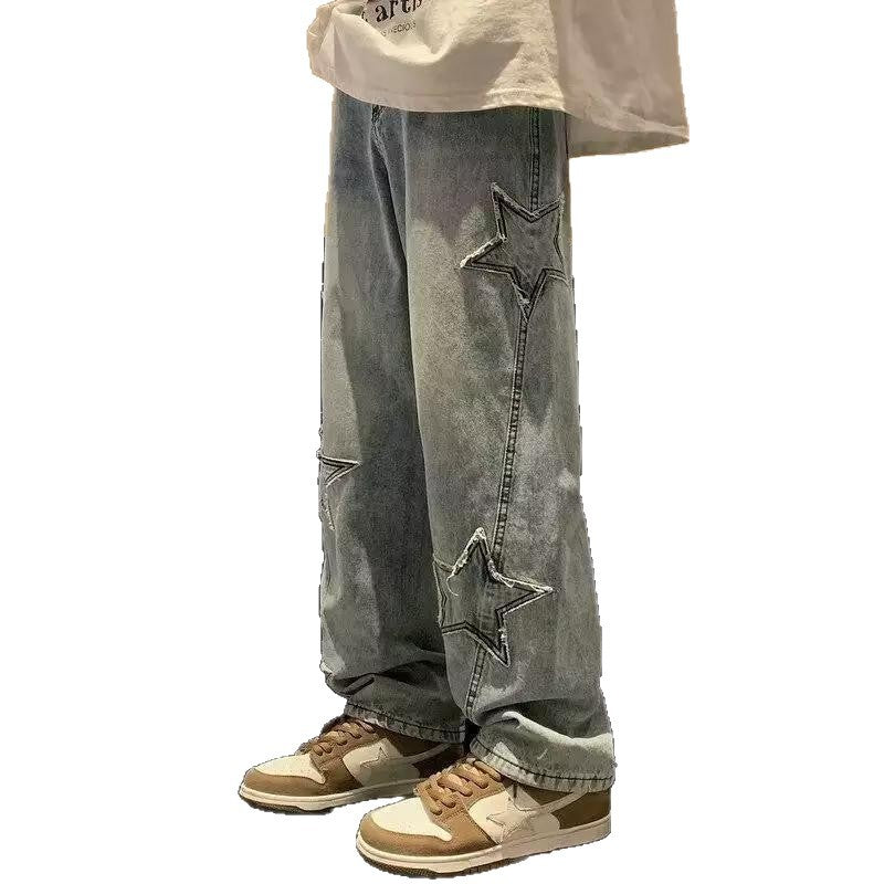 Herren lässige Jeans mit Sterne-Stickerei EB