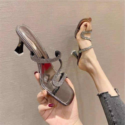 Damen elegante Absatzsandalen mit funkelnden Riemen EB