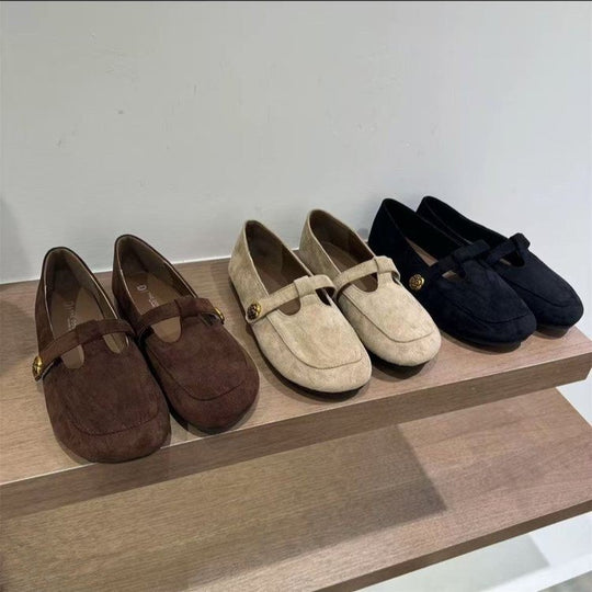 Damen Ballerinas mit modischem Riemchen und eleganter Schnallenverzierung EB