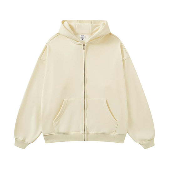 Unisex nan Kapuzen-Sweatjacke mit durchgehendem Reißverschluss, oversized Passform und Kängurutaschen EB