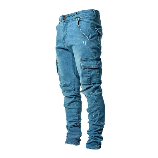 Herren Cargo-Jeans mit befestigten Taschen und lässigem Schnitt EB