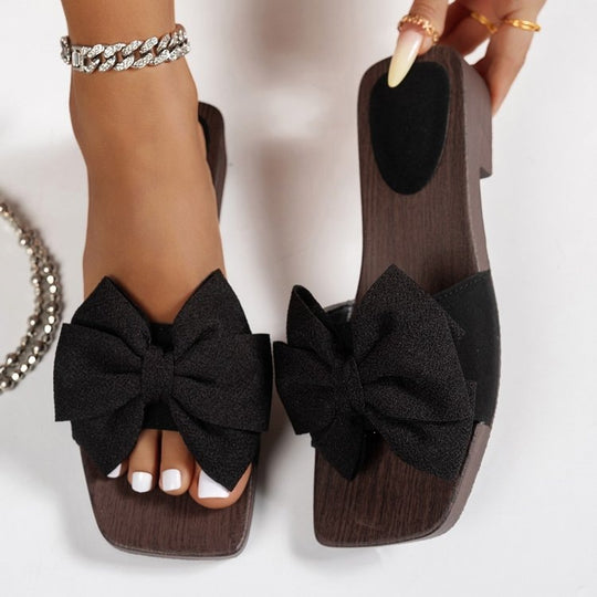 Damen Offene Slipper mit dekorativem Schleifendetail EB