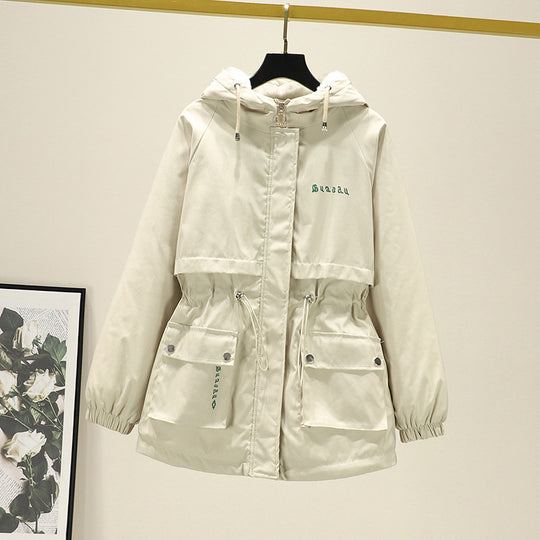 Damen Wasserabweisender Kapuzenparka mit Teddyfutter Tunnelzugtaillierung und Mehrfachtaschen EB