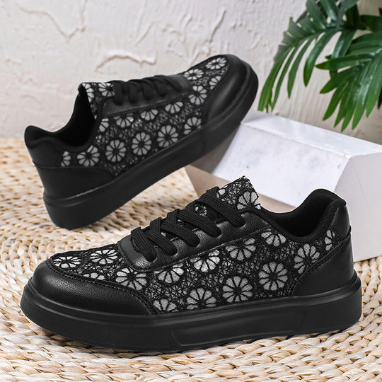 Damen Modische Sneakers mit floralen Akzenten und rutschfester Sohle EB