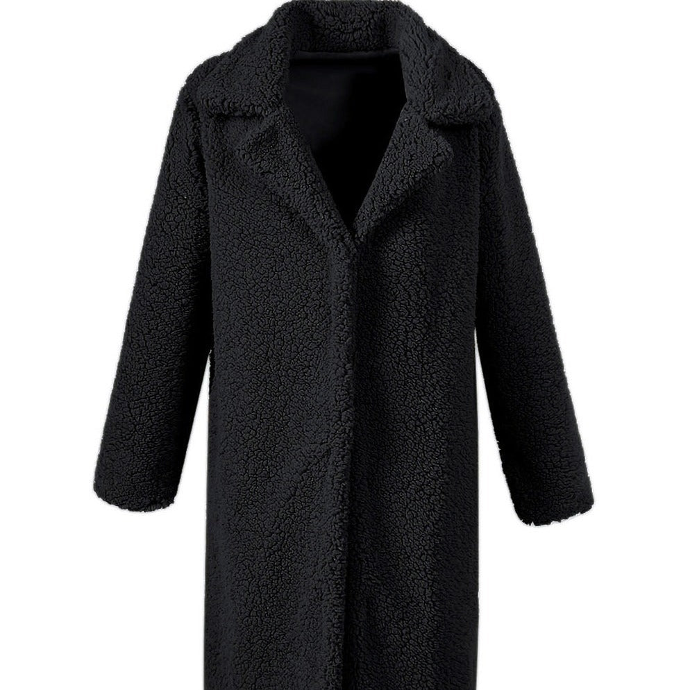 Damen Oversized Teddy-Mantel mit weitem Schnitt und großem Kragen EB