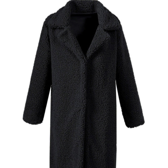 Damen Oversized Teddy-Mantel mit weitem Schnitt und großem Kragen EB