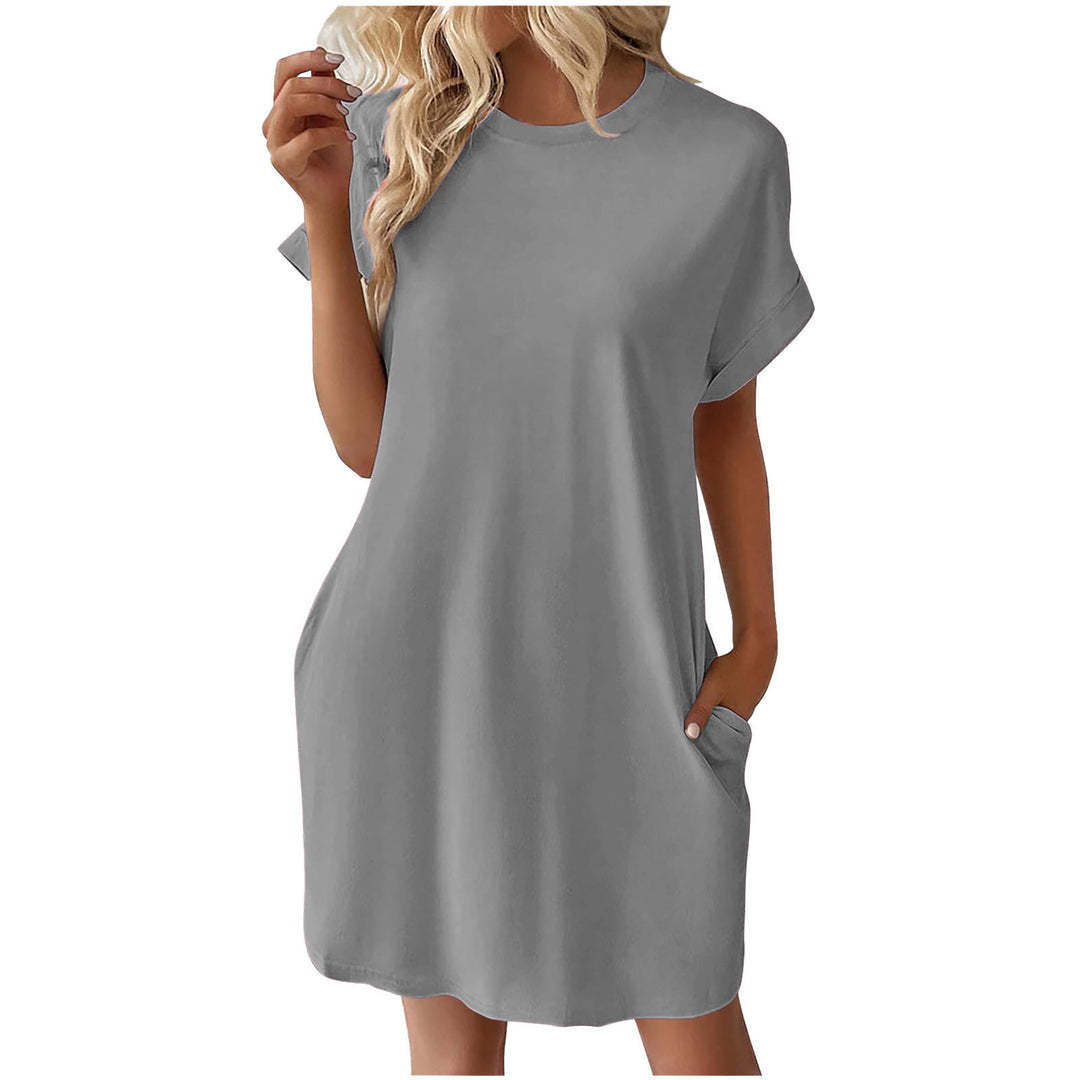 Damen lässiges T-Shirt Kleid mit praktischen Taschen EB
