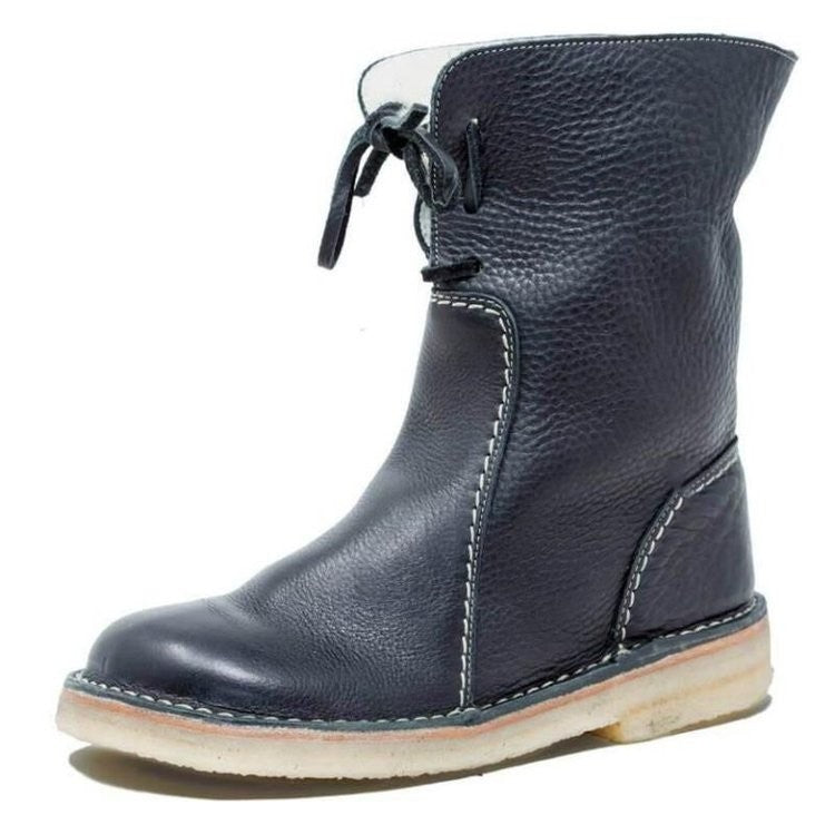 Damen Freizeit-Stiefel aus weichem Leder mit verstellbarem Schnürsystem EB