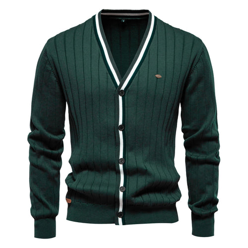 Herren Strickjacke mit elegantem V-Ausschnitt und feiner Rippstruktur EB