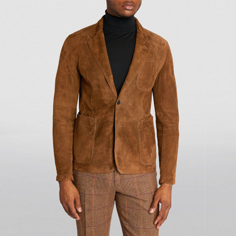 Herren Eleganter Wildlederblazer mit modernen Taschen und lässigem Schnitt EB