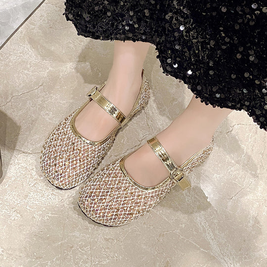 Damen Ballerinas mit geschlitzten Riemen und dekorativen Schleifen EB