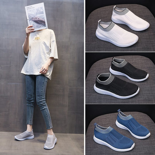 Damen Atmungsaktive Slip-On Sportschuhe mit flexibler Sohle EB