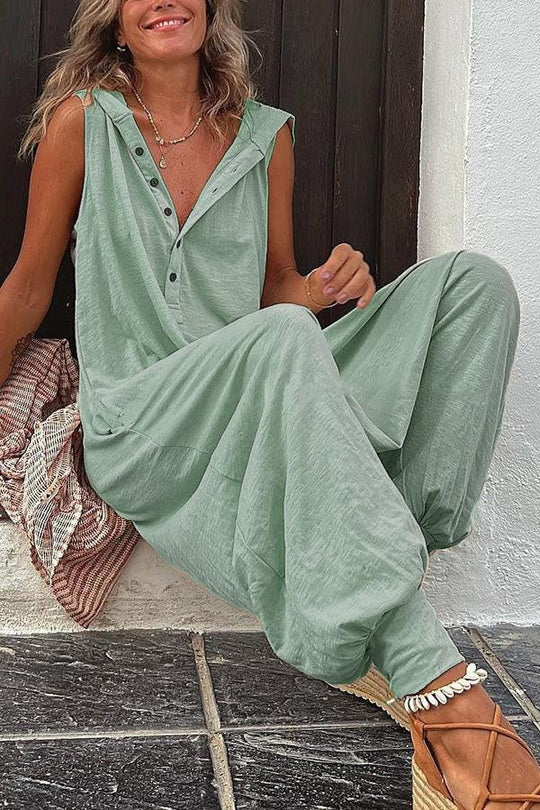 Damen Lässiger Jumpsuit mit Knopfverschluss und praktischen Seitentaschen EB