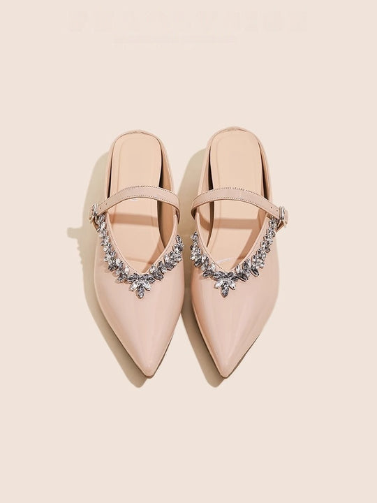 Damen elegante Slingback-Schuhe mit Kristallverzierungen EB