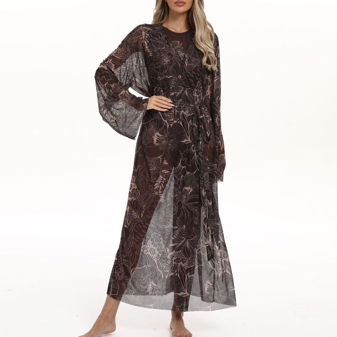 Damen eleganter Strandkimono mit floralem Muster EB
