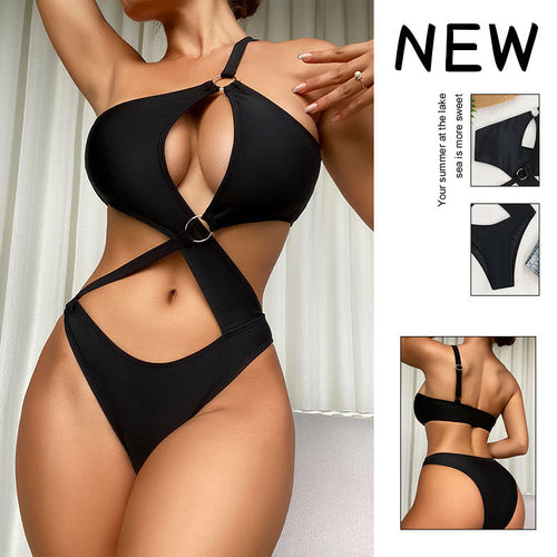 Damen Einteiliger Badeanzug mit modischem Cut-Out-Design und verstellbaren Trägern EB