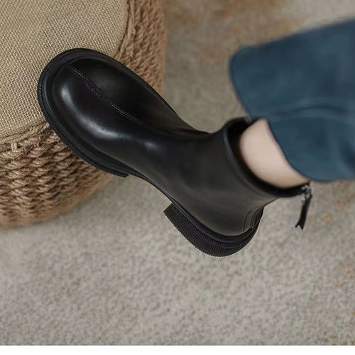 Damen Elegante Stiefeletten mit seitlichem Reißverschluss und robuster Gummisohle EB