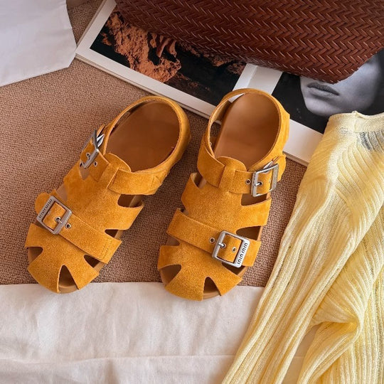 Damen modische Sandalen mit verstellbaren Schnallen und rutschfester Sohle EB