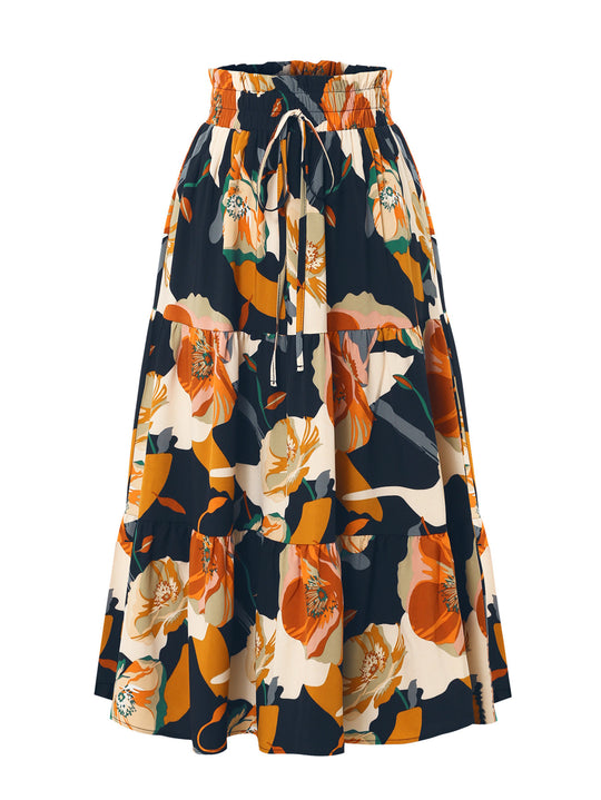 Damen Midirock mit floralem Design EB