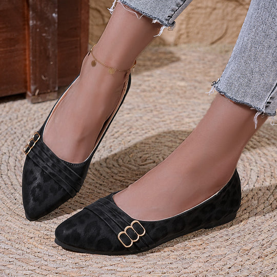 Damen elegante spitze Ballerinas mit dekorativem Schnallen-Design EB