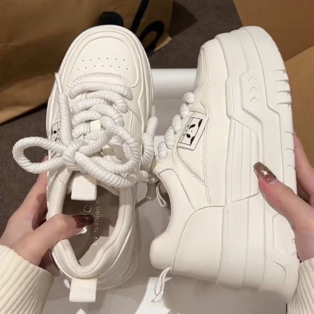 Damen Modische Sneaker mit dicker Profilsohle und elastischen Schnürsenkeln EB
