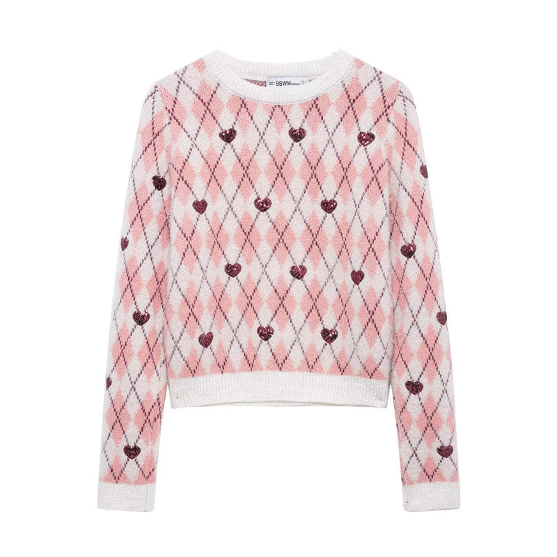Damen Kuscheliger Pullover mit Herzdesign EB