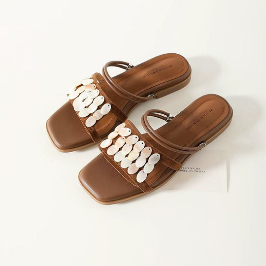Damen Dekorative Riemchen-Sandalen mit glitternden Pailletten EB