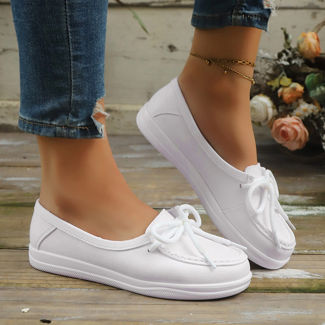 Damen Komfortable Mokassins mit nostalgischem Schnür-Design EB