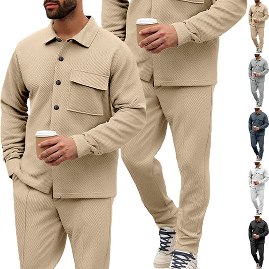 Herren nan Hemdenjacke-Set mit aufgesetzter Klappentasche und konischer Komforthose EB