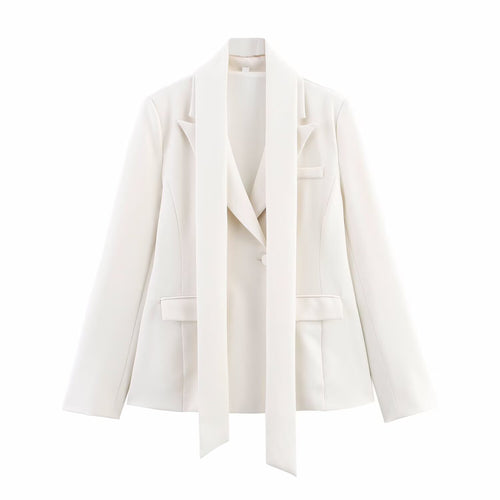Damen eleganter Blazer mit abnehmbarem Halstuch EB