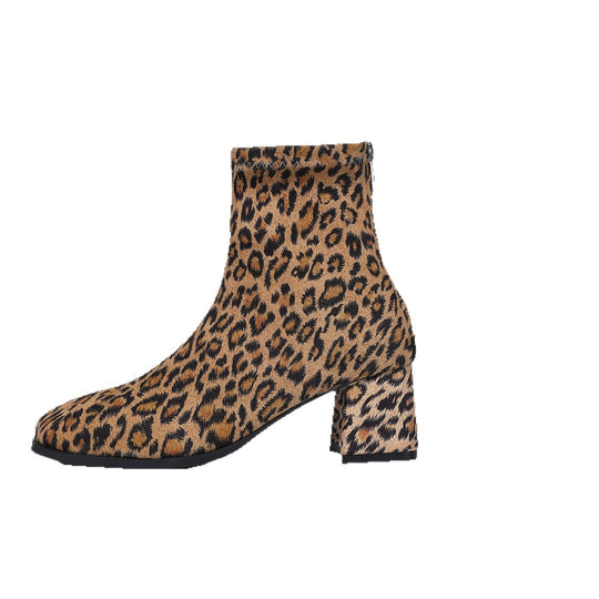 Damen nan knöchelhohe Veloursoptik-Stiefelette mit mittelhohem Blockabsatz und schlanker Vorderkappe EB