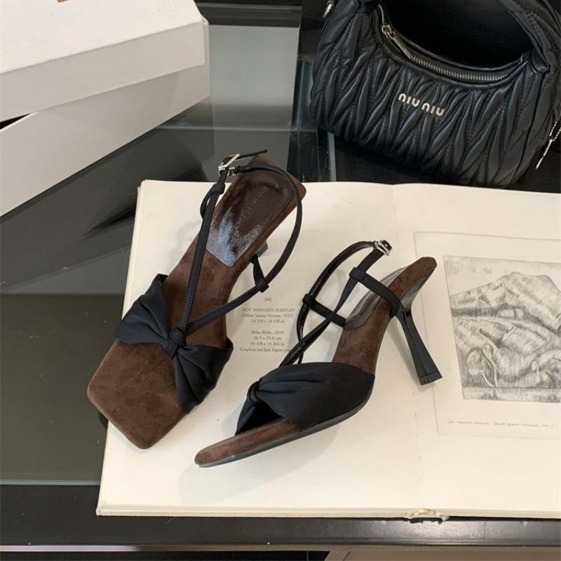Damen Slingback High Heel Sandalen mit dekorativem Knotendesign EB