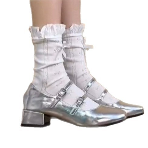 Damen elegante Ballerina-Schuhe mit dekorativen Schnallen EB