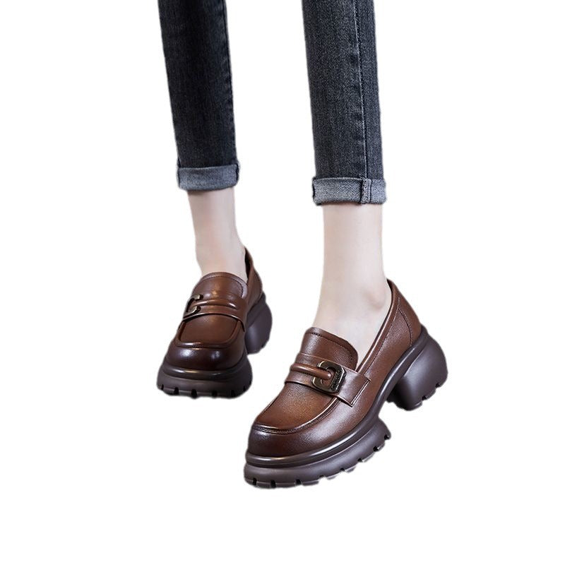 Damen Elegante und moderne Loafers mit robustem Plateau-Heel EB