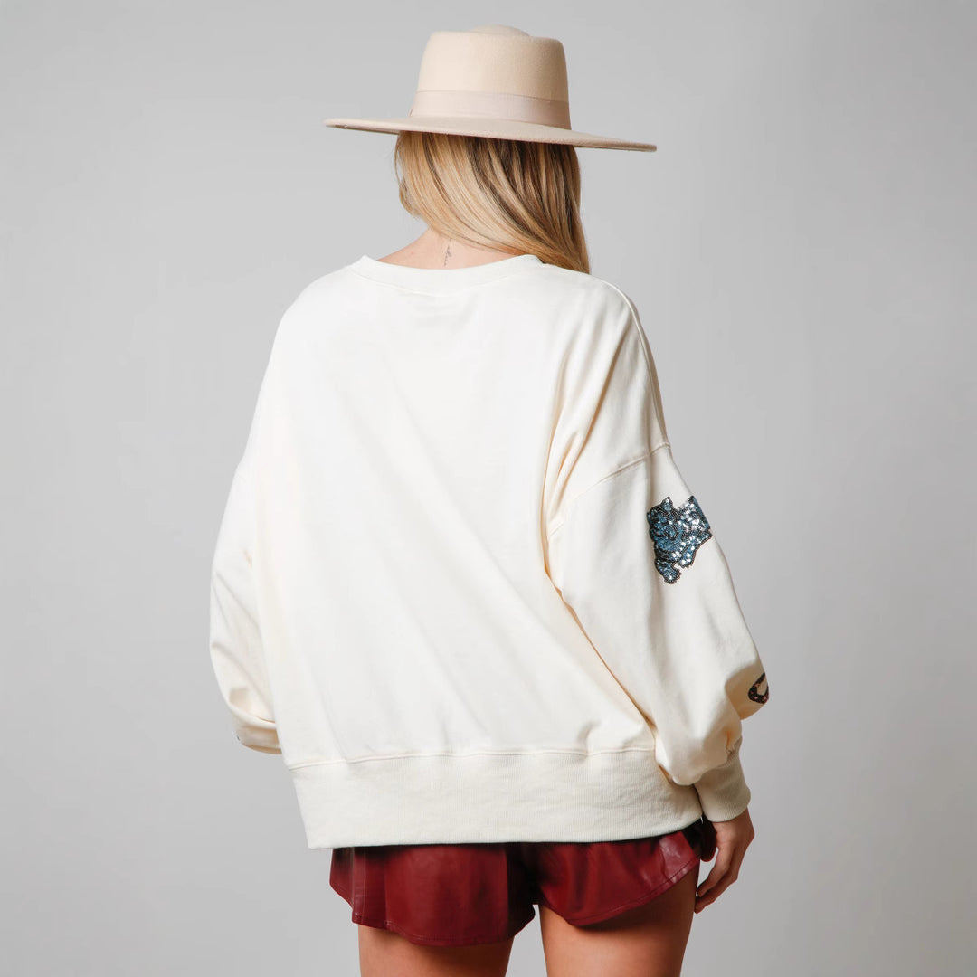 Damen Pullover mit glamourösen Tierapplikationen EB