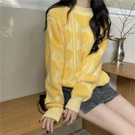 Damen kuscheliger Pullover mit abwechslungsreichem Muster und lässigem Schnitt EB