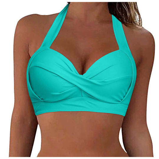 Damen Sportliches Bikinioberteil mit tiefem Ausschnitt und Halter-Design EB