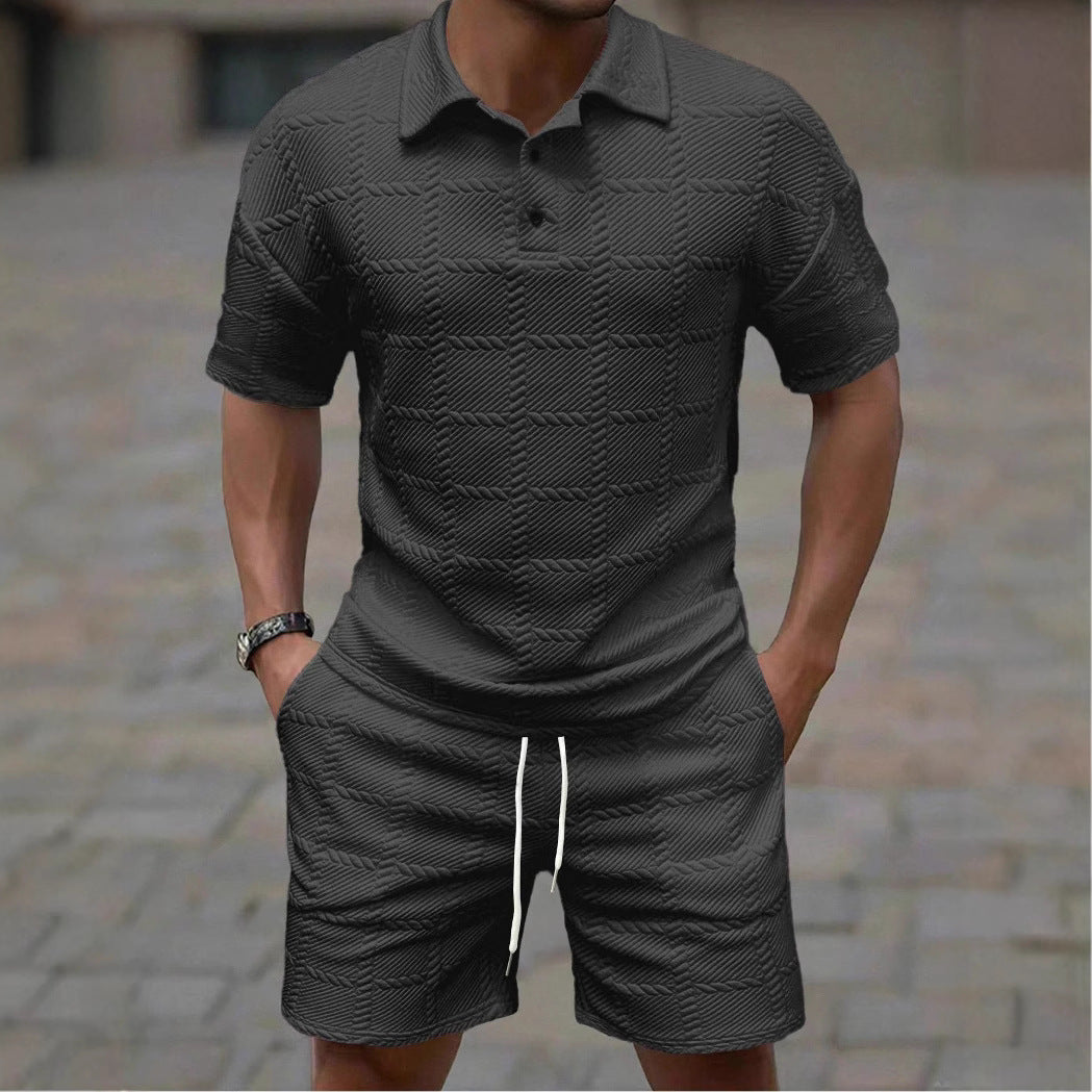 Herren Sportliches Kurzarm-Set mit strukturierter Oberfläche EB