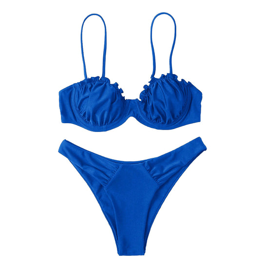 Damen Push-Up-Bikini mit Raffung und verstellbaren Trägern EB