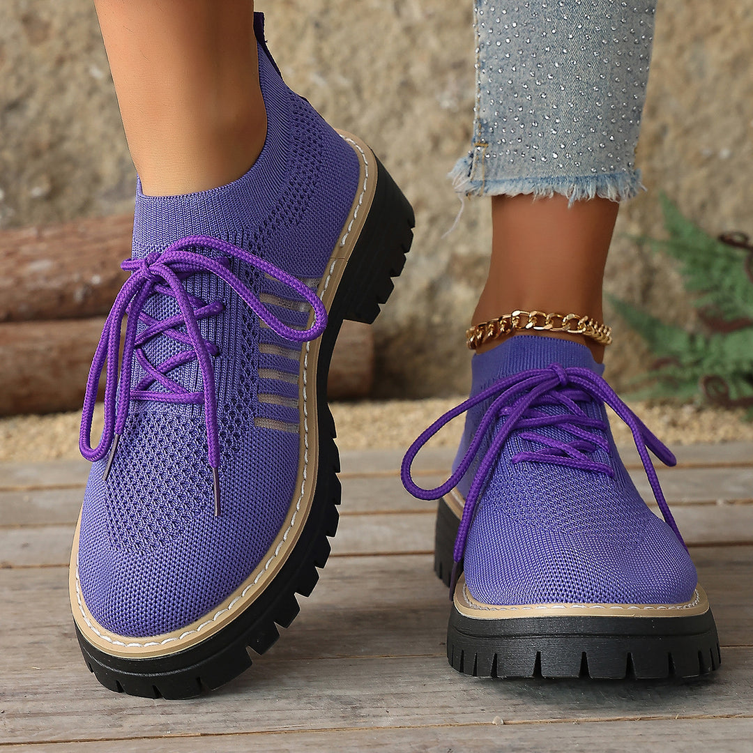 Damen Bequeme Sneaker mit atmungsaktivem Strickdesign und robustem Profil EB