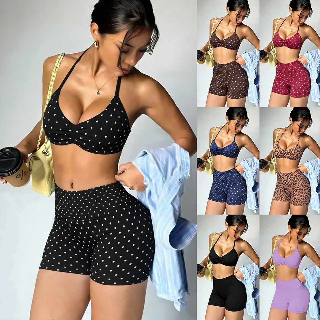Damen Sportliches Bikini-Set mit hochgeschnittenen Shorts und elastischer Unterstützung EB