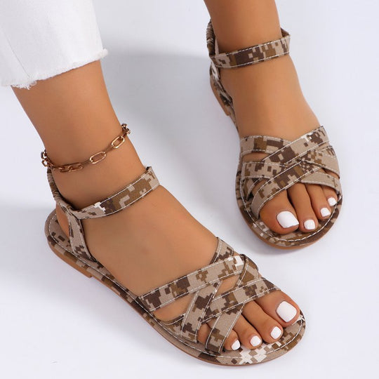 Damen elegante Fußsandalen mit Kettenverzierung EB