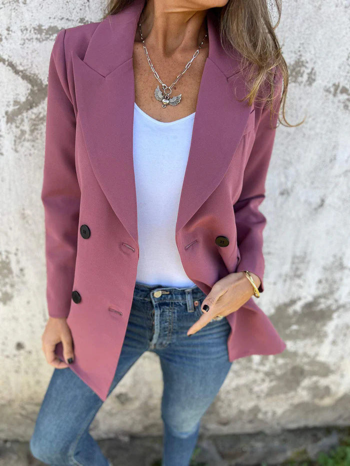 Damen Eleganter Double-Breasted Blazer mit zeitlosem Schnitt und leichten Schulterpolstern EB