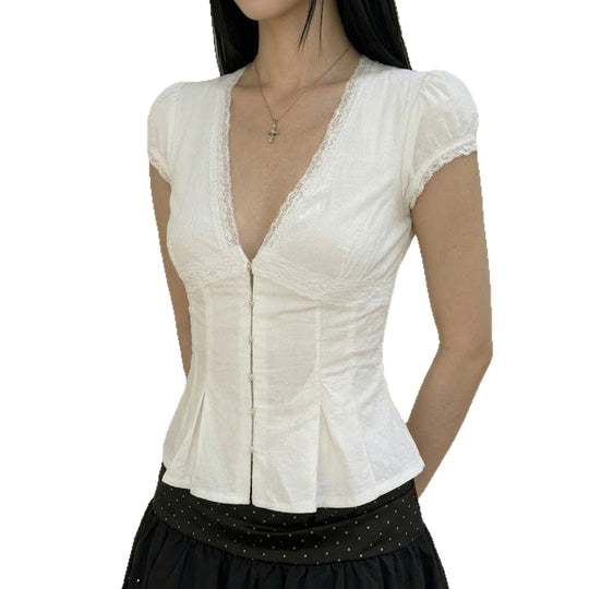 Damen-Corsage mit Spitzenakzenten und tailliertem Schnitt EB