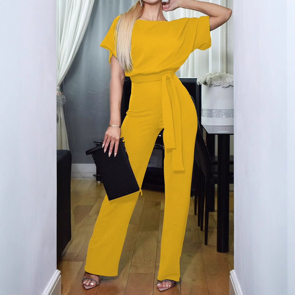 Damen lässiger Zweiteiler mit elegantem Taillengürtel EB