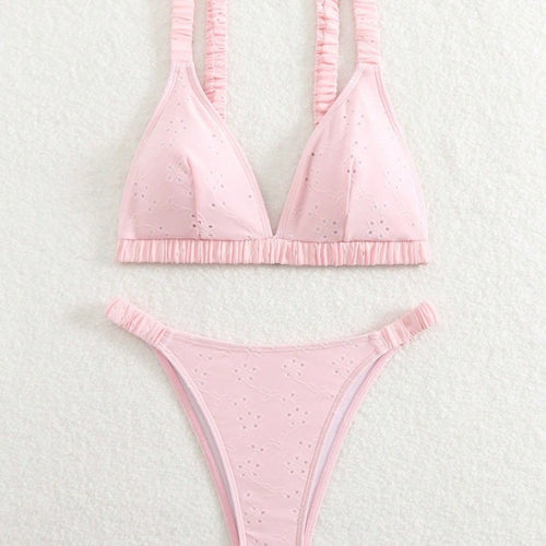 Damen Triangel-Bikini-Set mit verspieltem Rüschendesign EB